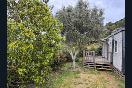 camping vista mare cap corse bungalow terrasse bois