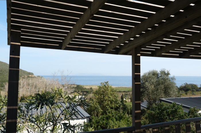 camping vista mare cap corse bungalow vue terrasse